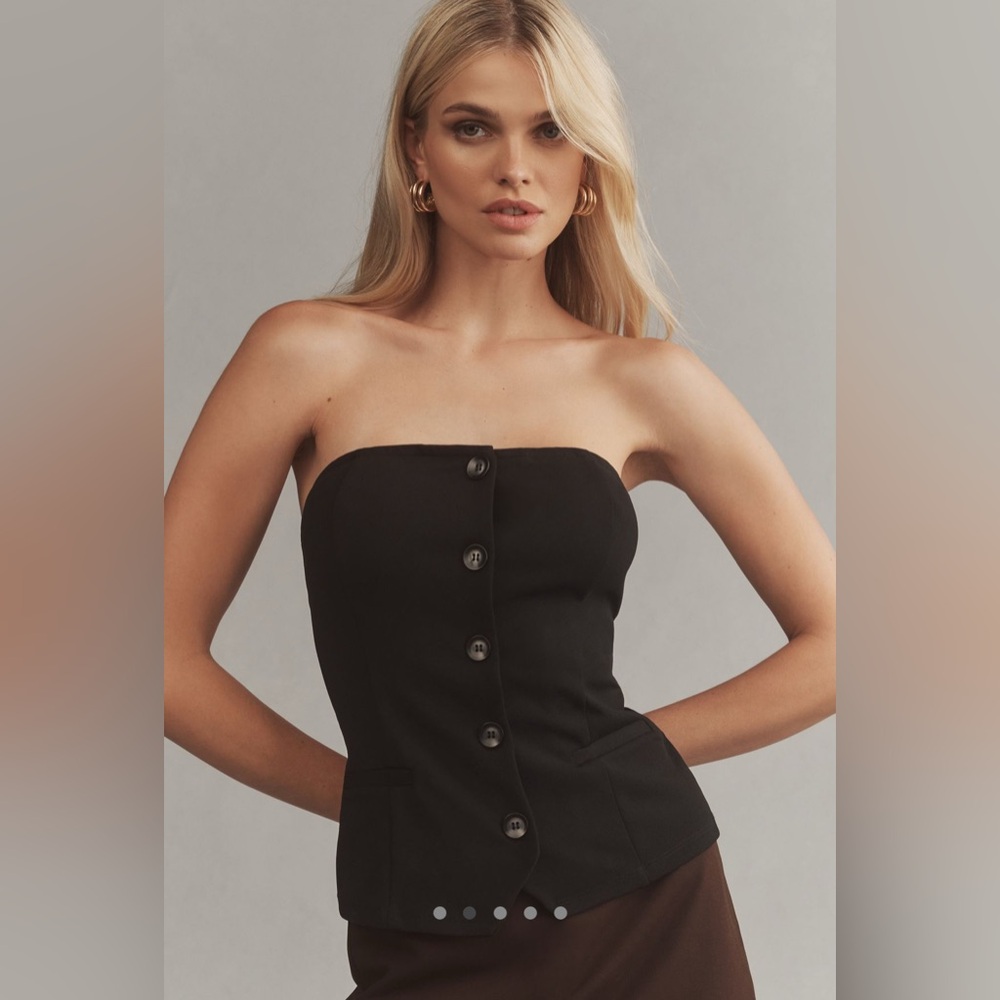 BY ANTHROPOLOGIE TAILORED BUTTON-FRONT TUBE TOP